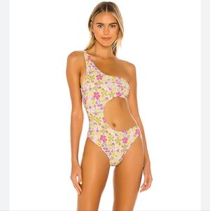 Frankies Bikinis Cash Cutout One Piece In Mai Tai Swimsuit Floral XL EUC